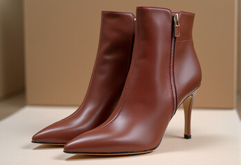 Brown women boots on feet.generative ai