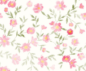 seamless pattern with red flowers
