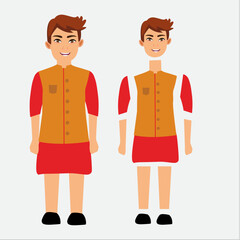 2d Cartoon Character With Kurta And Pajama Isolated On Vector Illustration Style
