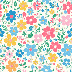 seamless pattern with muticolour flowers