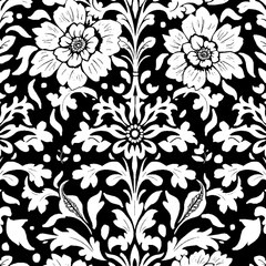 seamless floral background black and white 