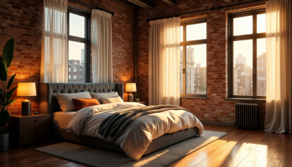 Fototapeta premium Cozy Bedroom with Natural Light