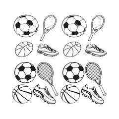 Set of Sports Equipment vector illustration