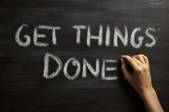 Achieve Goals. Handwritten Message on Chalkboard Reflecting Productivity and Improvement