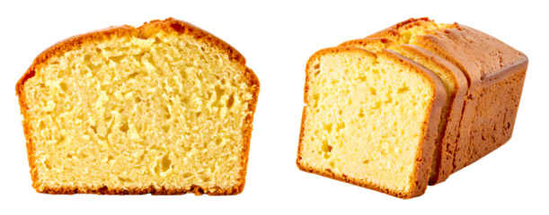 An ultra-realistic photo of a sliced lemon and vanilla loaf cake