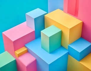 Obraz premium In this image, a flat lay of a single plastic toy block is captured in close-up, with a modern design forming the background