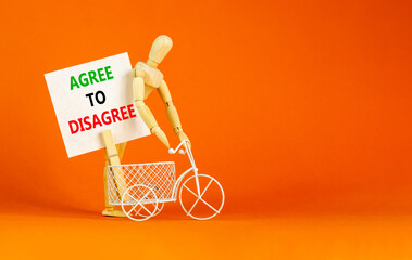 Agree to disagree symbol. Concept words Agree to disagree on beautiful white paper on wooden...
