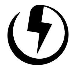 icon represents bold black lightning inside energy circle.