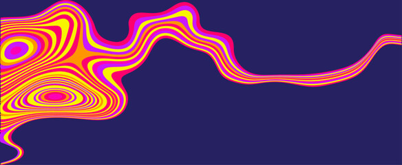 Abstract Vector Illustration With Vibrant Flowing Lines and Colorful Contours Creating Psychedelic Effects on a Dark Purple Background