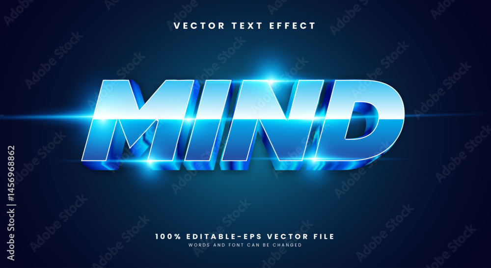 Poster mind futuristic style 3d editable text effect template suitable for modern gradient color