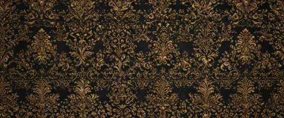Intricate gold & black damask, seamless pattern,  art,  ornate,  classic