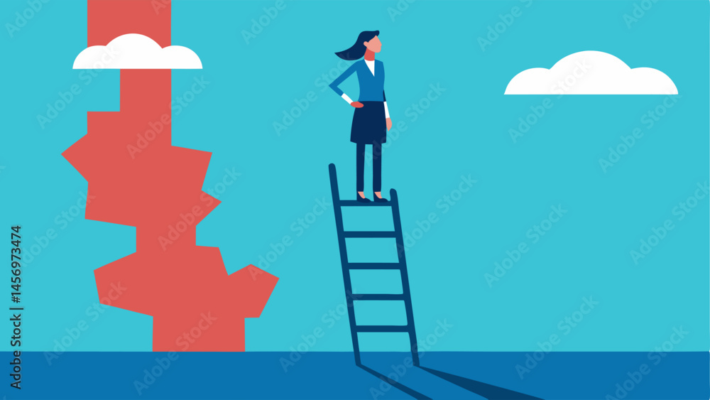 Poster broken ladder an image of a ladder with the top rungs marked as leadership and opportunities broken 