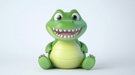 Fototapeta premium Smiling, cartoonish, reptile, digital, illustration, character, in pastel colors.