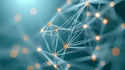 Fototapeta premium Abstract network structure with glowing nodes and connecting lines, representing technology and connectivity