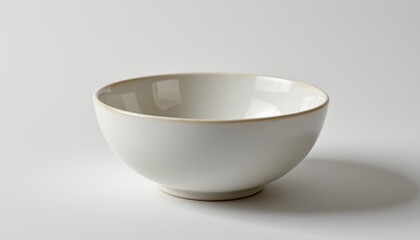 standalone porcelain bowl on a white background, in a sleek style, with precise details, soft glow, studio setup, high resolution