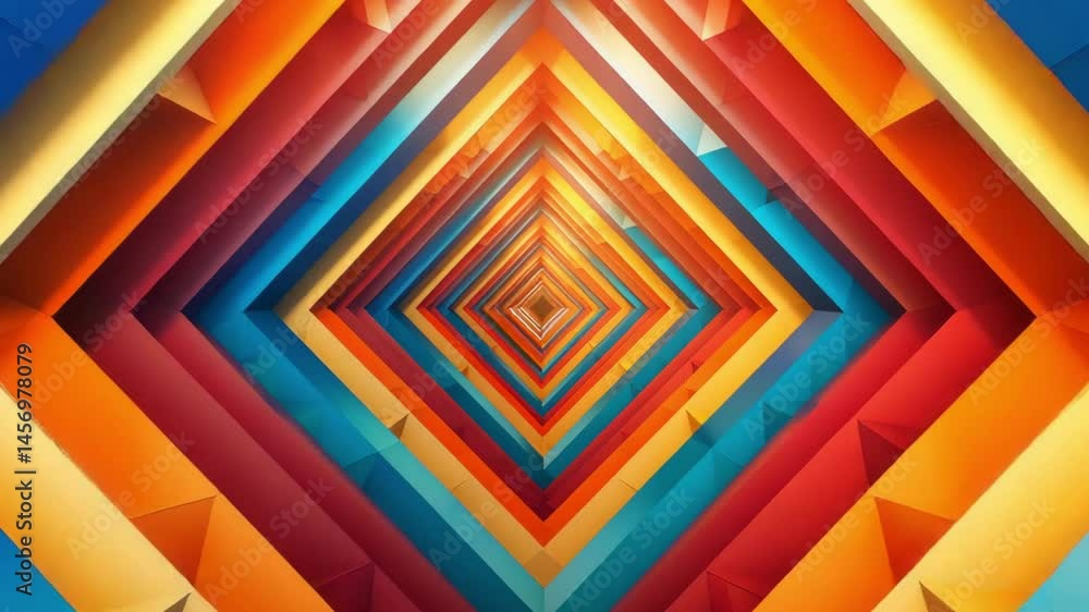 Poster vibrant geometric patterns create a mesmerizing visual journey through depth and color in digital ar