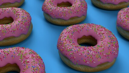 Delicious Pink Frosted Donuts with Colorful Sprinkles