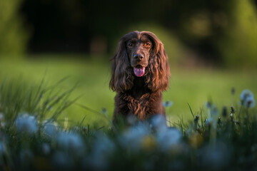 English Cocker Spaniel in a spring park