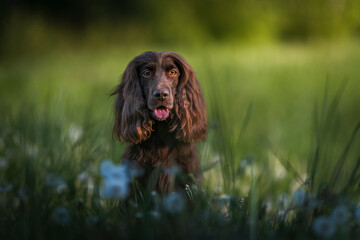 English Cocker Spaniel in a spring park