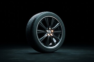 Dark Matte Black Alloy Wheel with Tire