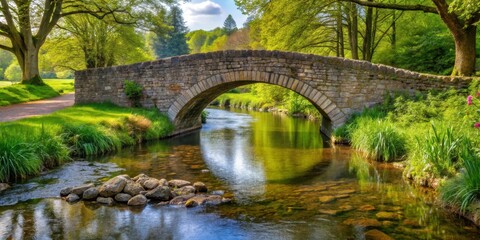 Stone Bridge Over Babbling Brook, peaceful haven, idyllic setting