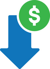 Increase and decrease dollar arrow icon. USD up and down sign symbol