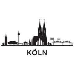 Fototapeta premium KÖLN NRW Deutschland City Skyline Vector Black silhouettes. with white background