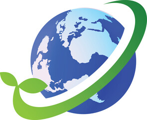 Planet earth or world globe with oceans and water flat vector color icon for apps and websites