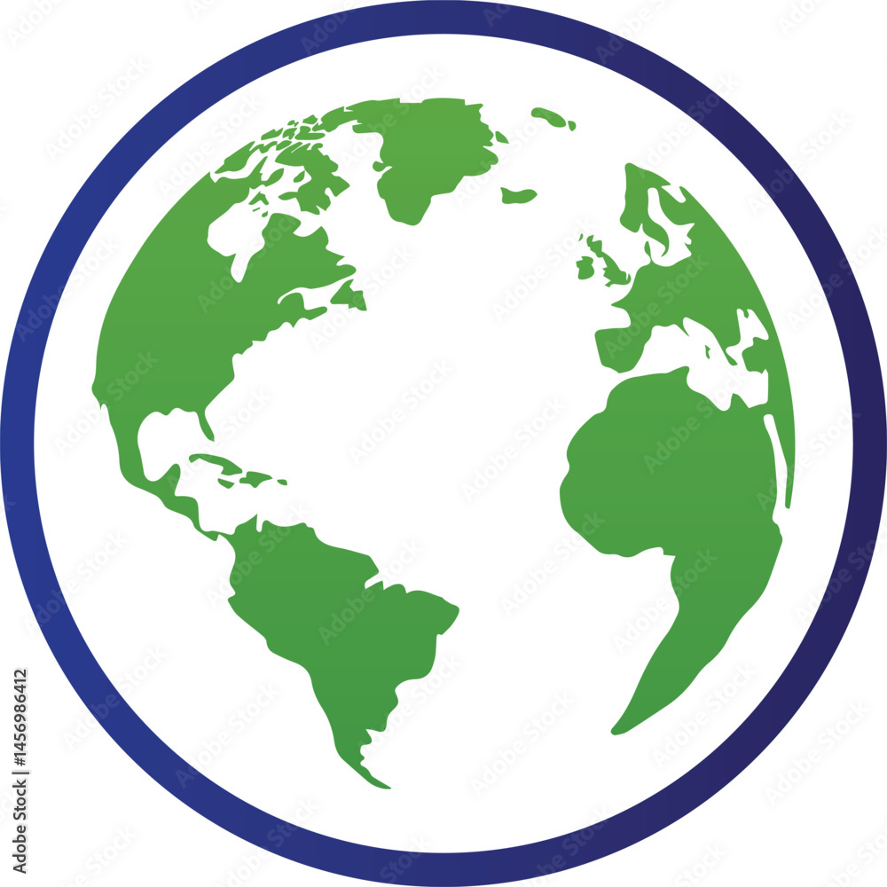Poster planet earth or world globe with oceans and water flat vector color icon for apps and websites