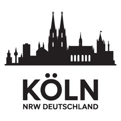 Fototapeta premium KÖLN NRW Deutschland City Skyline Vector Black silhouettes. with white background