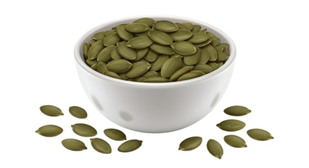 Pumpkin Seeds in a Bowl isolated on transparent background