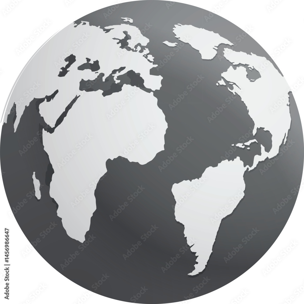 Poster planet earth or world globe with oceans and water flat vector color icon for apps and websites
