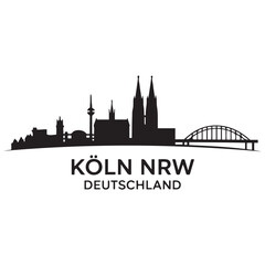 Obraz premium KÖLN NRW Deutschland City Skyline Vector Black silhouettes. with white background