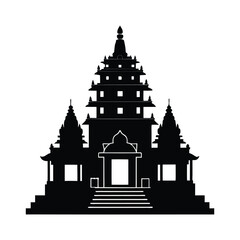 Hindu Temple Silhouette with Gopuram Tower