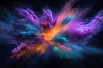 Dense Colored Smoke Erupts in Slow Motion, Purple and Green Haze Against Black