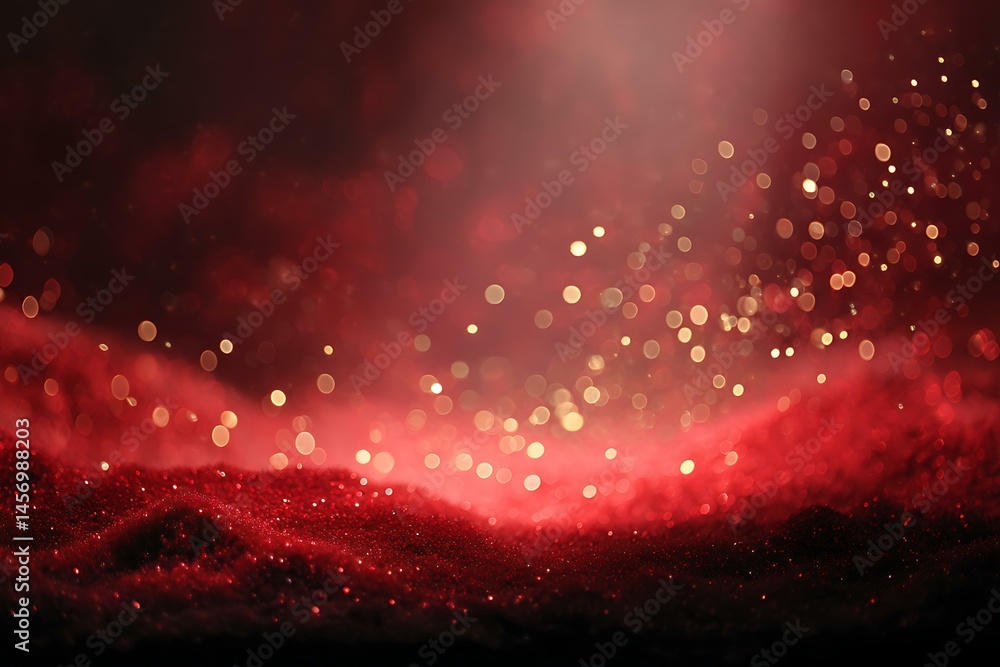Poster sparkling red background with bokeh lights