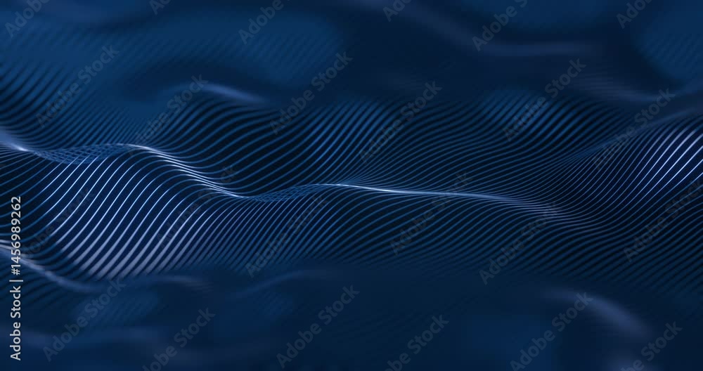 Poster abstract blue wave pattern with smooth, flowing lines creates a dynamic tech flow for a modern, futu