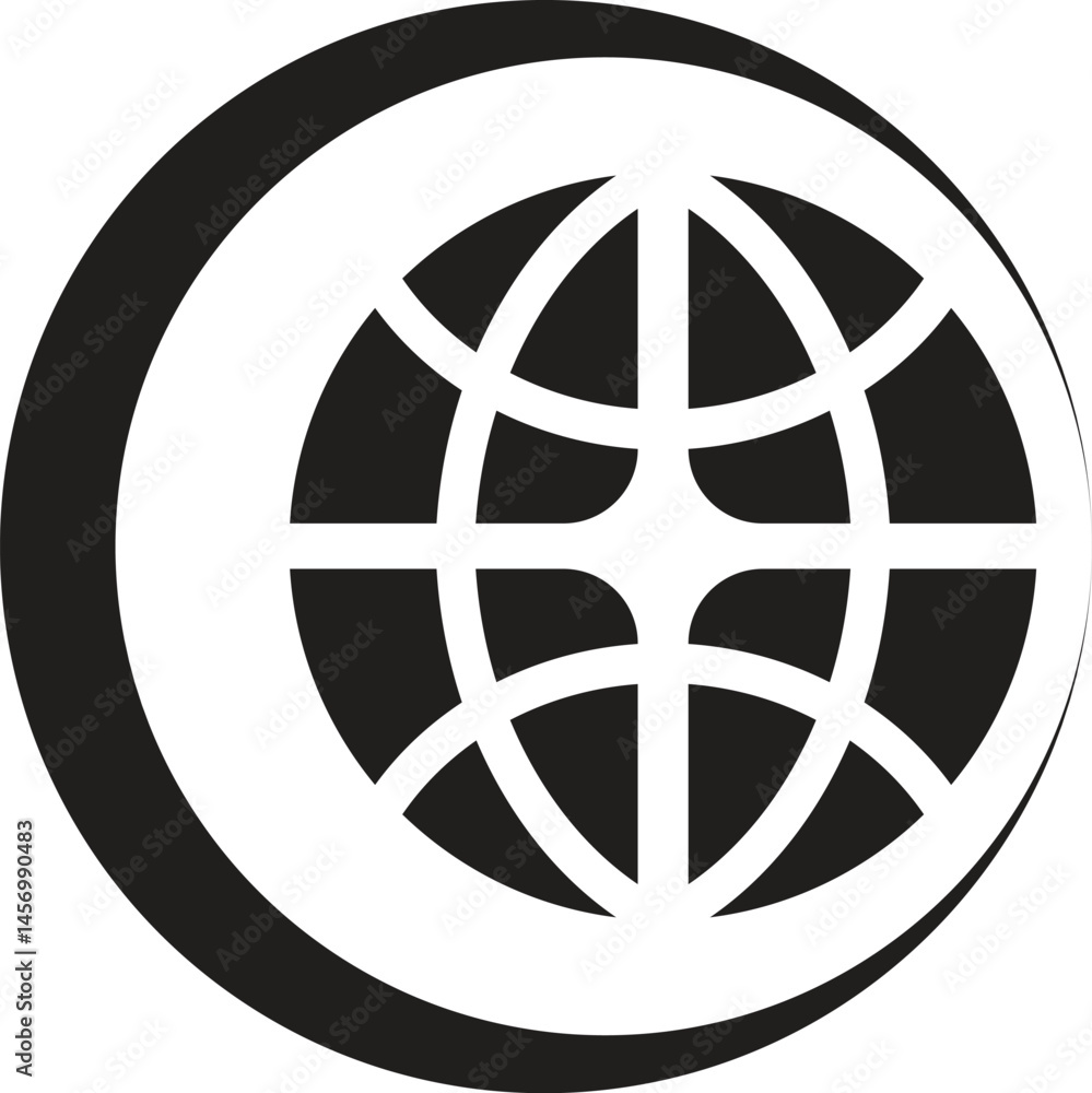 Poster planet earth or world globe with oceans and water flat vector color icon for apps and websites