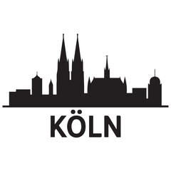 K&Ouml;LN NRW Deutschland City Skyline Vector Black silhouettes. with white background