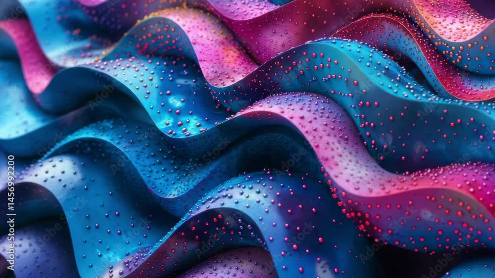Poster colorful abstract wave patterns with droplets create a captivating visual experience in ai-generated