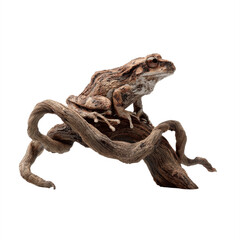Camouflaged Tree Frog Perched on Twisted Branch