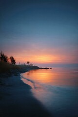 Fototapeta premium Sunrise over a Peaceful Beach Scene