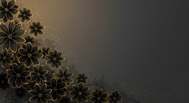 Elegant black and gold floral design. Perfect for invitations or backgrounds.