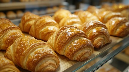 Freshly baked croissants on display