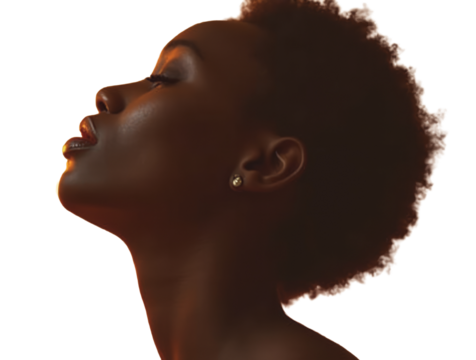 Black Woman with Eyes Closed and Chin Gently Lifted