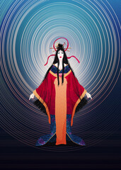 Traditional asian woman wearing an expensive kimono art