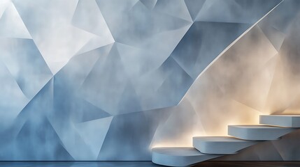 A sleek geometric wallpaper with subtle lighting and soft colors 