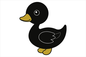 Obraz premium Duck silhouette, vector art, illustration, animals, cartoon on white background.