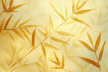 Golden bamboo leaves against a light beige backdrop.