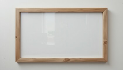 Fototapeta premium Empty picture frame on a neutral wall.
